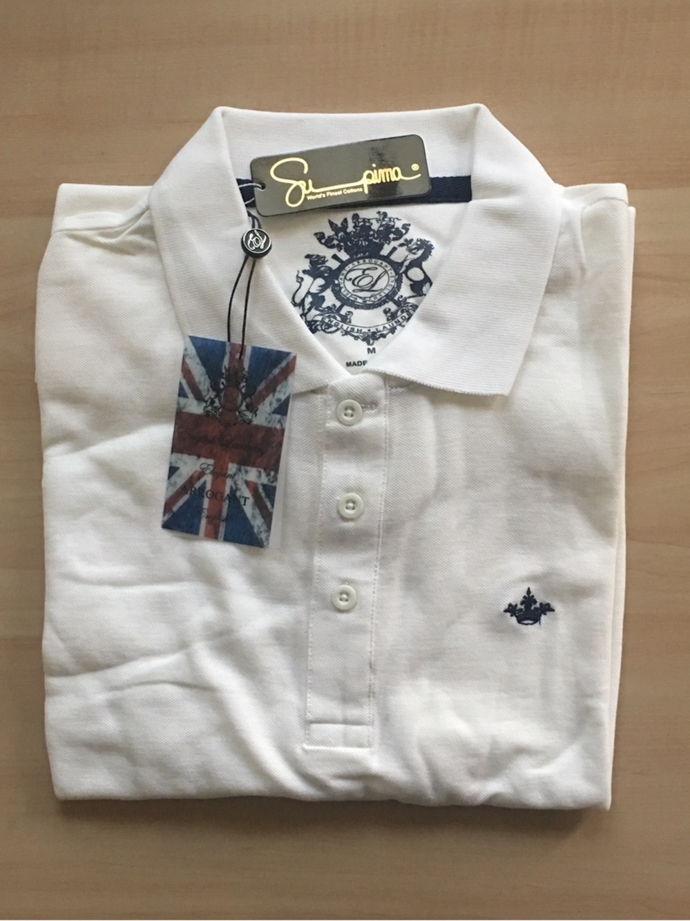 NWT English Laundry White Polo Shirt with Navy Accent